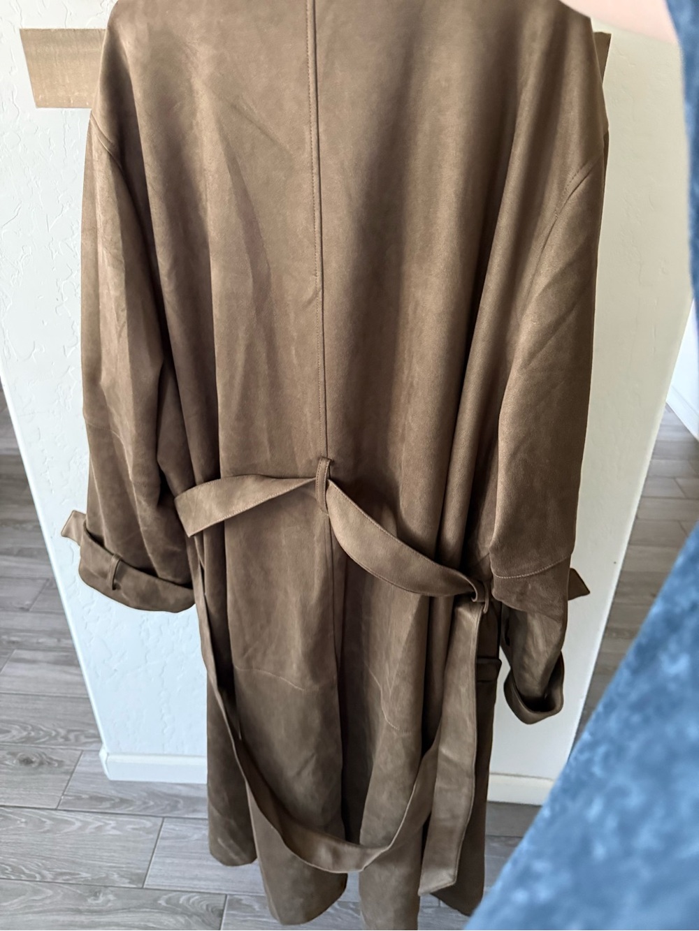 Ashley Graham|Brown Suede Double-Breasted full length Trench Coat,tie waist•NWT - Picture 11 of 17